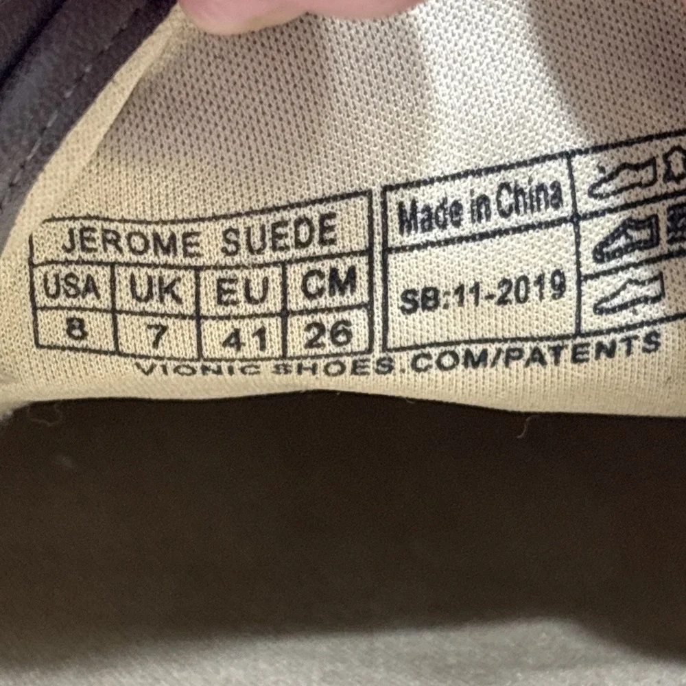 Vionic Jerome Suede Shoes Mens Size 8 Brown Lace Up Casual Comfort Sneakers